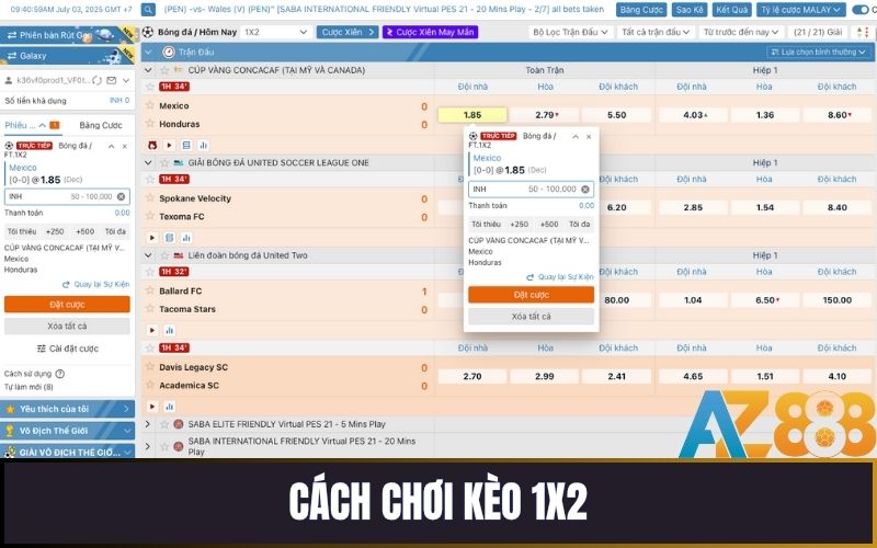 Hướng dẫn đặt cược và tính tiền kèo 1x2